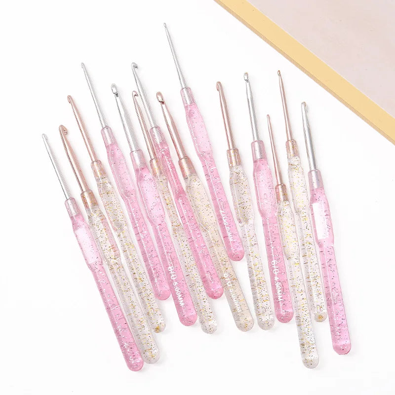 Crochet Hooks, Clear Colorful Handles for Handmade Yarn & Crochet Projects