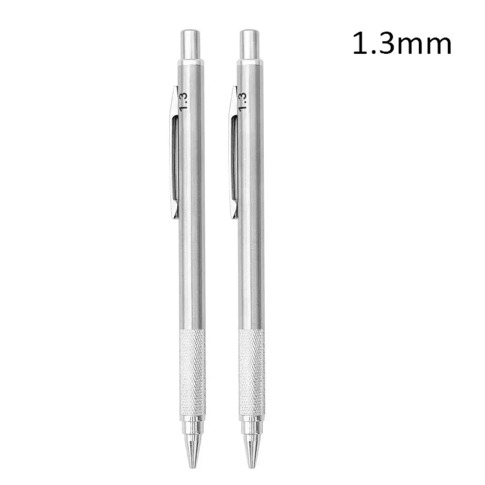 Mechanical Pencil, Metal Anti-Slip Grip, 0.3–2.0mm + Lead Refills