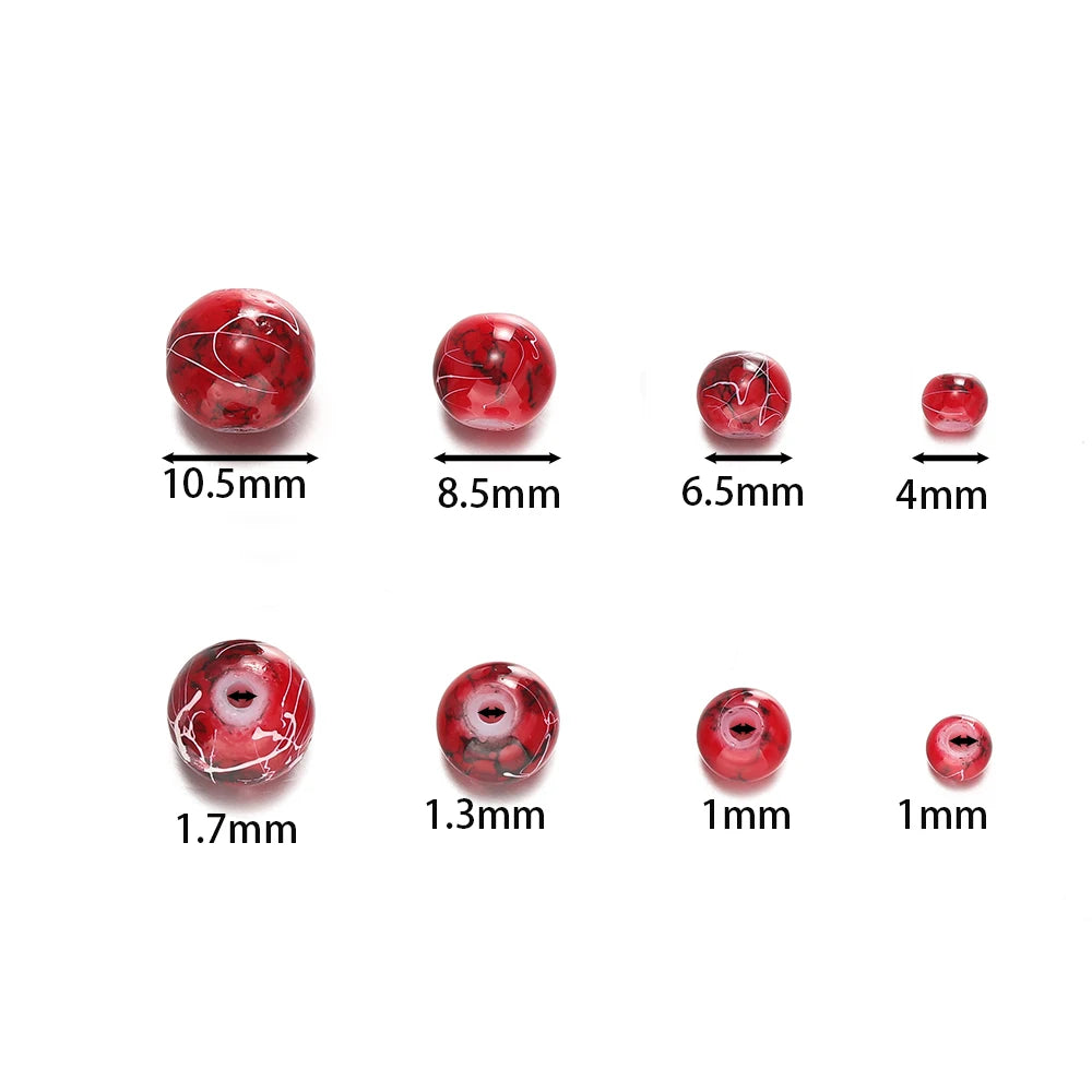 Glass Beads Crystal Crackle Round Imitation Jade-Style Stone Crafts Craft Beads