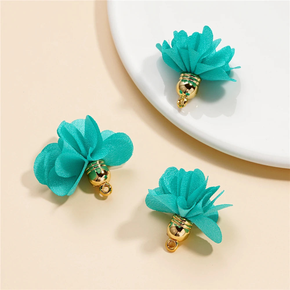 Earring Components Fabric Flower Tassel Pendants Bracelet DIY Jewelry Making