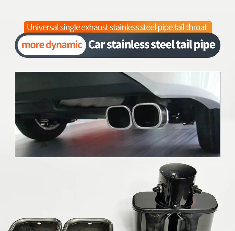 Stainless Steel Square Double Outlet Exhaust Tail Pipe Tip | 6.5cm