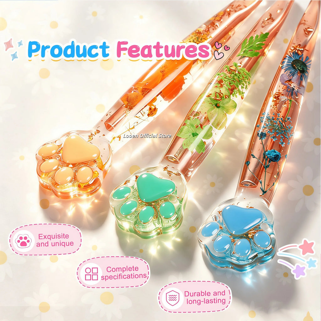 Crochet Hooks, Rose Gold Cat Paw & Floral Handles for Handmade Yarn Crafts