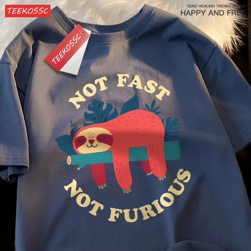 T-Shirt Unisex Not Fast Not Furious Sloth Funny Graphic Tee 11 Colors