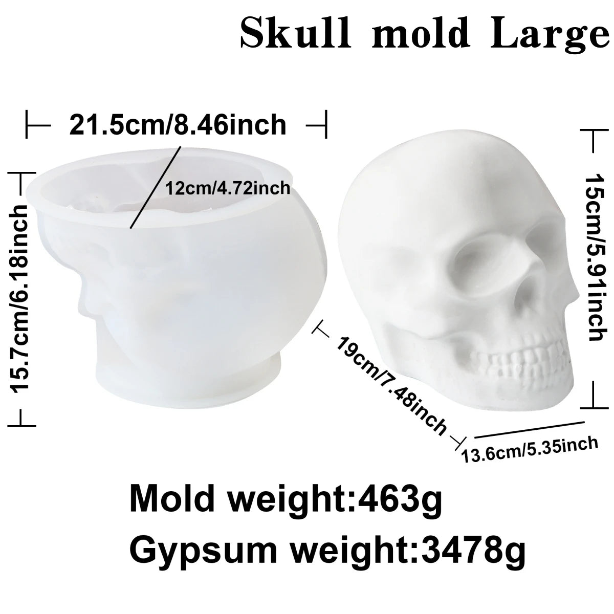 Skull Candle & Resin Mold - Silicone 3D, 10 Sizes & Sets