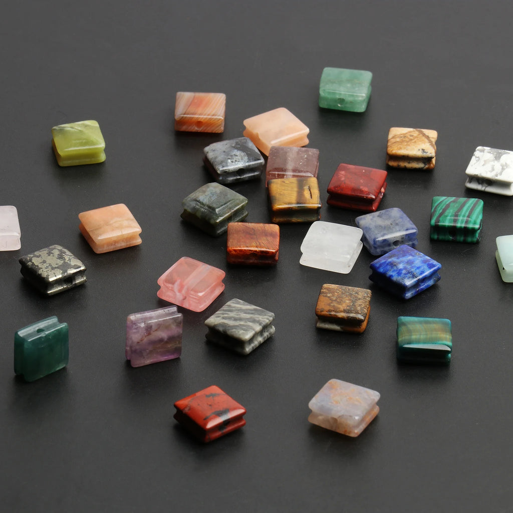Stone Beads Square Amethyst Aventurine Quartz Styles for DIY Jewelry Making