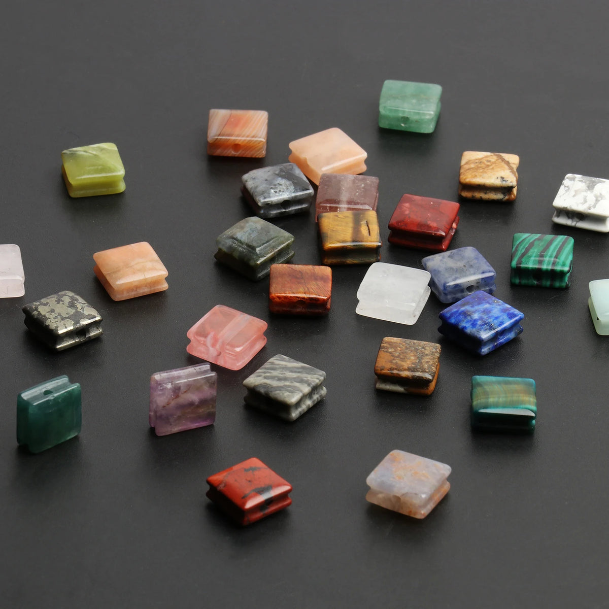 Stone Beads Square Amethyst Aventurine Quartz Styles for DIY Jewelry Making
