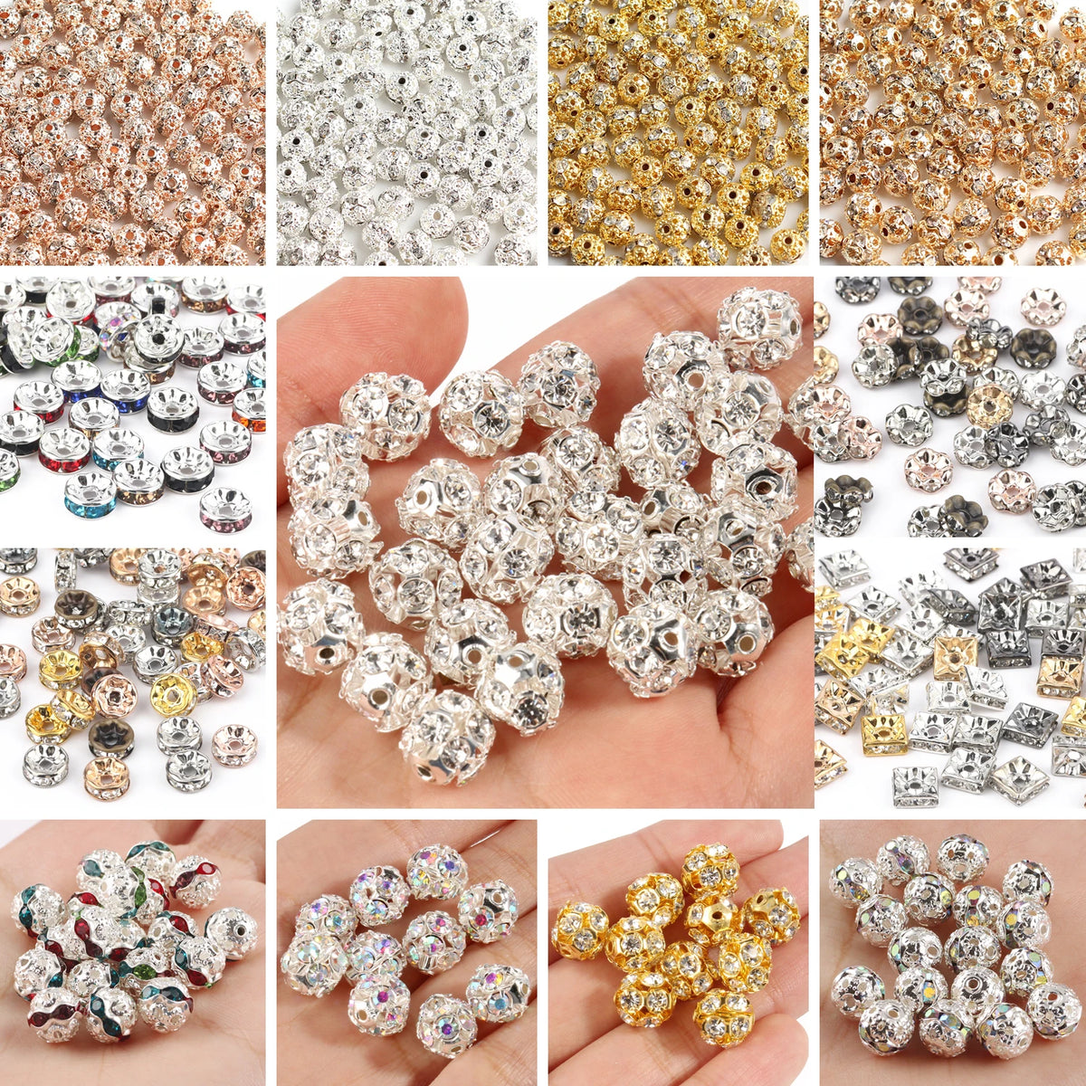 Rhinestone Beads Multicolor AB Crystal-Style Balls for DIY Jewelry Making