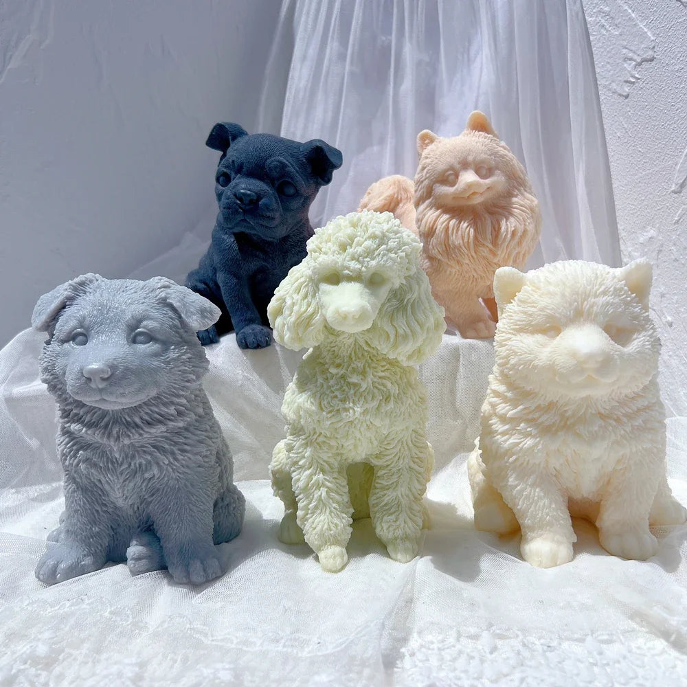 Cute Different Breeds Dog Candle Mold Animal Puppy Soy Wax Silicone Mould Dog Lover Home Decor