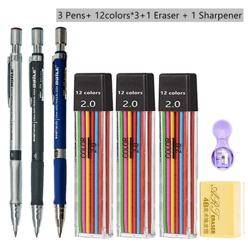 2.0mm Mechanical Pencil Set, 2B — Pencils & Lead Refills for Drawing & Sketching