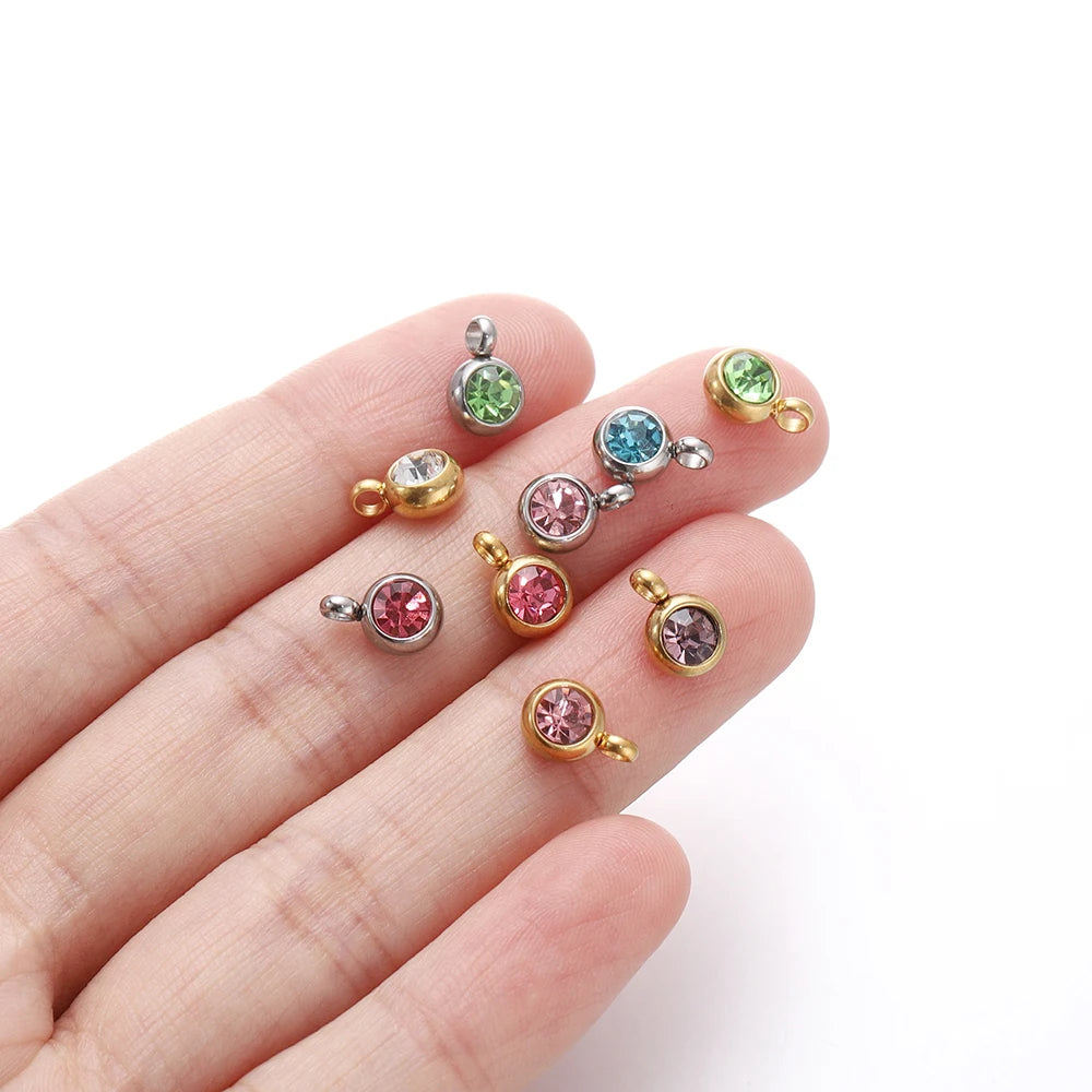 Earring Components Stainless Steel Birthstone Necklace Pendant Craft Supplies