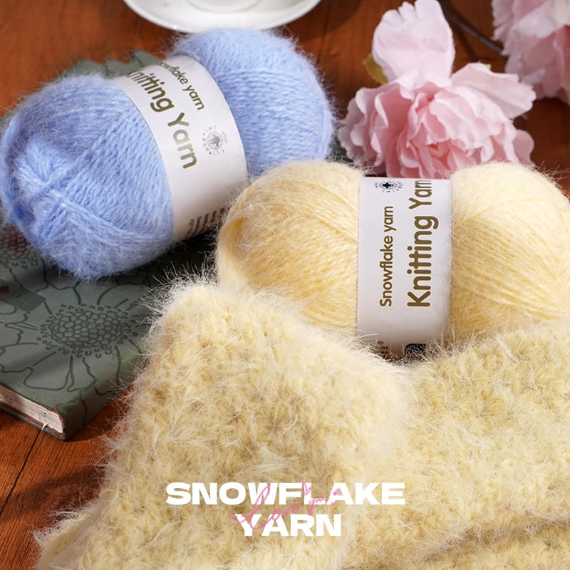 Yarn, Long-Pile Snowflake Texture for Shawls, Sweaters, Hats & Scarves