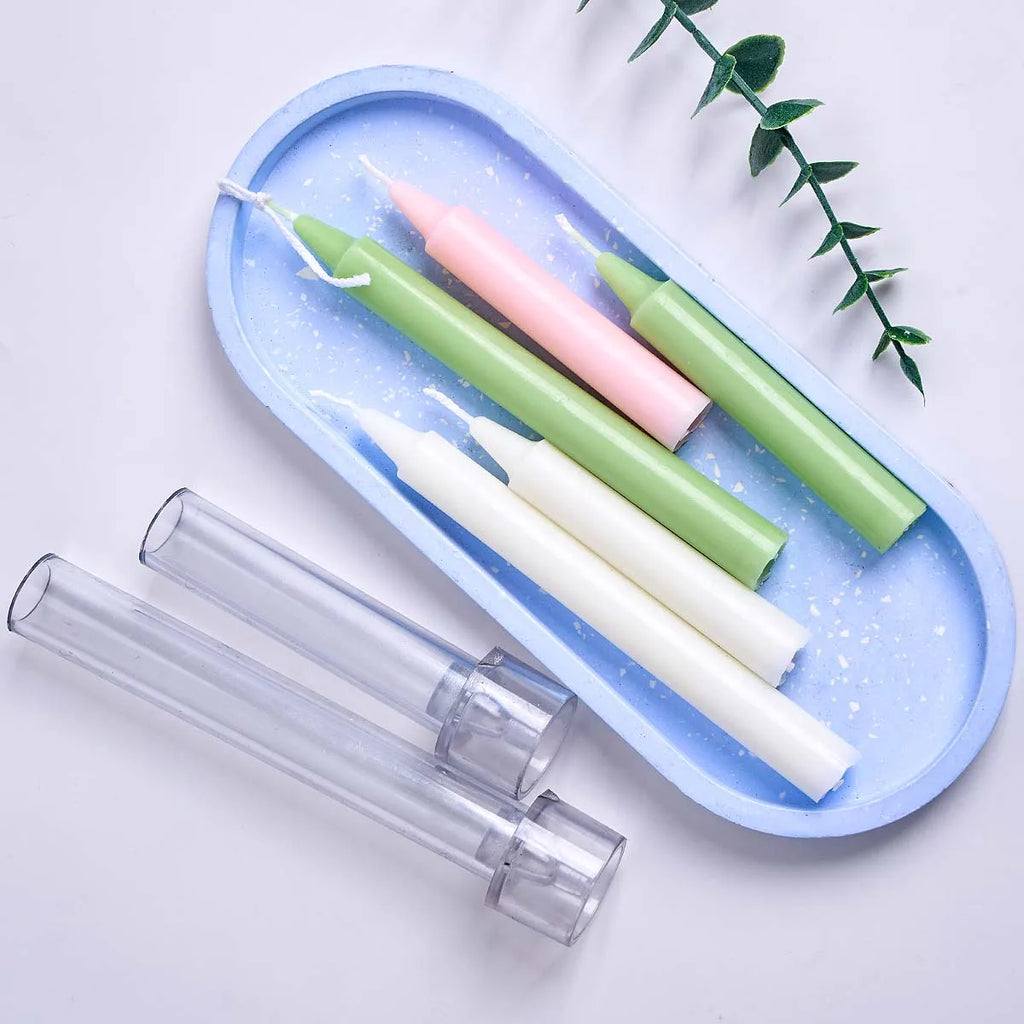 Stripe Cylindrical Rod Candle Mold DIY Dinner Ornaments Gear Peaked Aromath Candles Crafts Making Acrylic Plastic Molds Kit