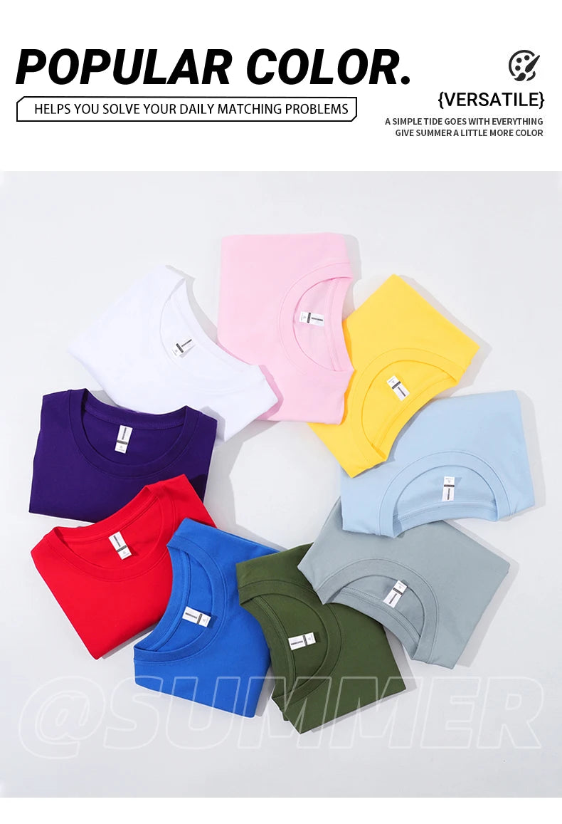 T-Shirt Unisex Cotton Solid Color Oversized Basic Tee 14 Vibrant Colors