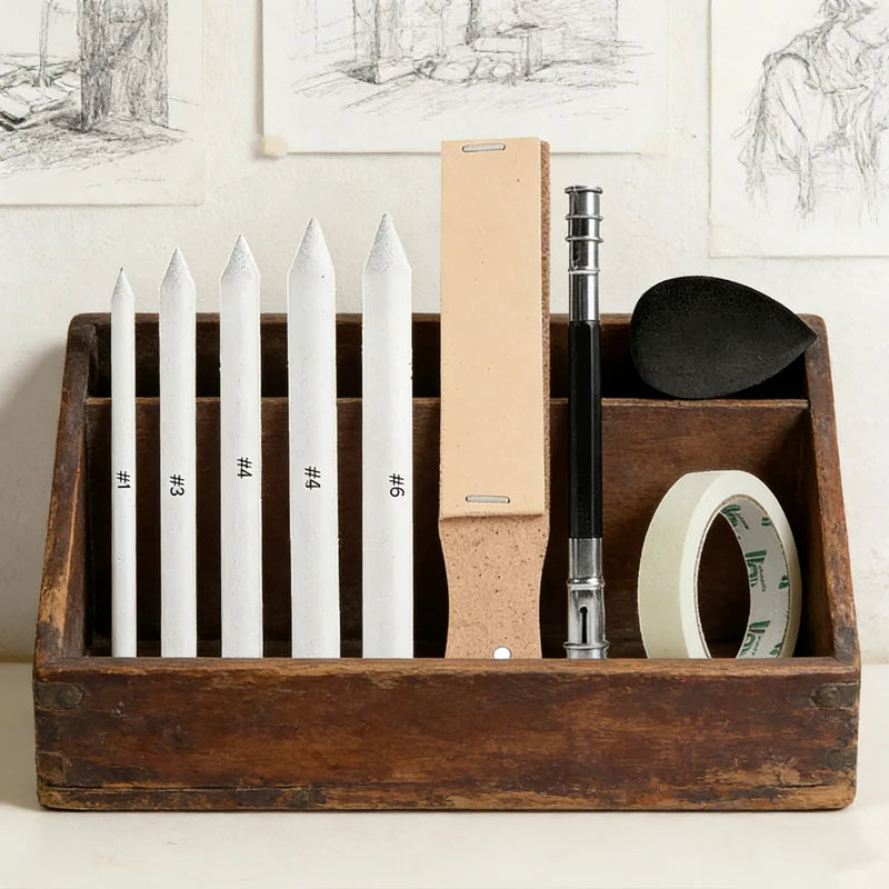 Blending Stumps & Tortillons Set — Art Burnishers for Charcoal, Graphite & Pastel