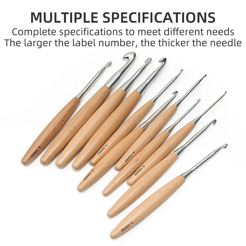 Crochet Hook, Wooden Handle for Handmade Sweaters & Needlecraft Projects
