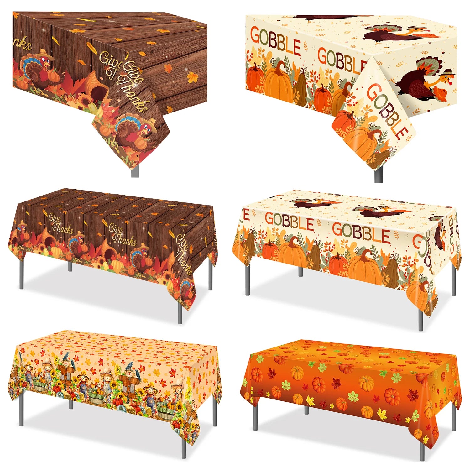 130*220cm Thanksgiving Day Tablecloth Pumpkin Maple Leaves Table Cover For Thanksgiving Decoration Party Supplies