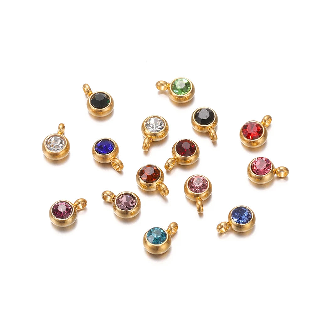 Earring Components Stainless Steel Birthstone Necklace Pendant Craft Supplies