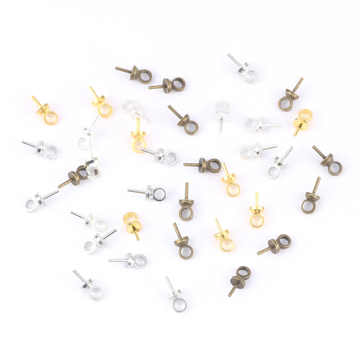 Earring Components Gold Silver Color Basic Pins Stoppers DIY Jewelry Making