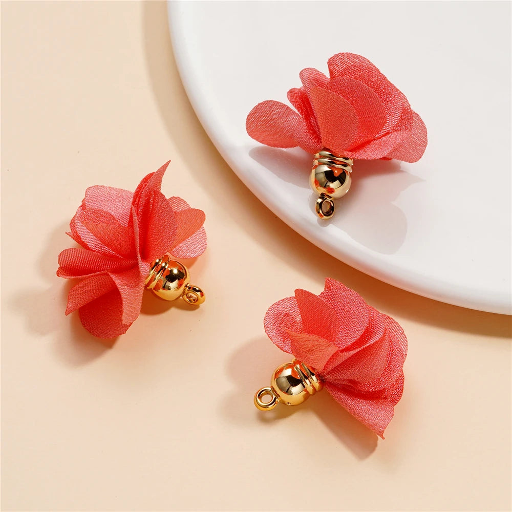 Earring Components Fabric Flower Tassel Pendants Bracelet DIY Jewelry Making