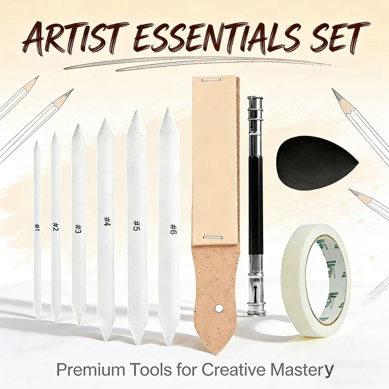 Blending Stumps & Tortillons Set — Art Burnishers for Charcoal, Graphite & Pastel