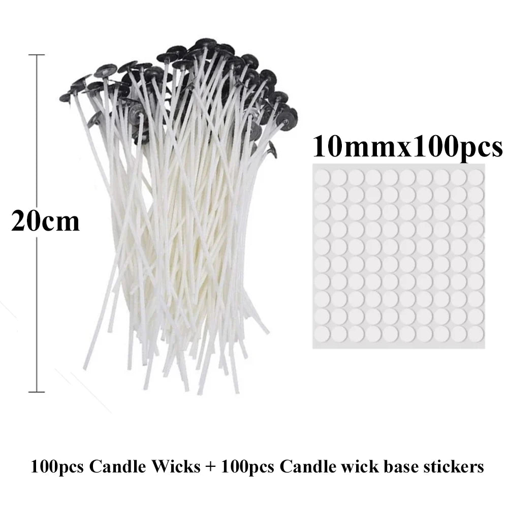 Candle Wicks Pre-Waxed Cotton Smokeless Metal Tab 1-8in DIY Candle Making