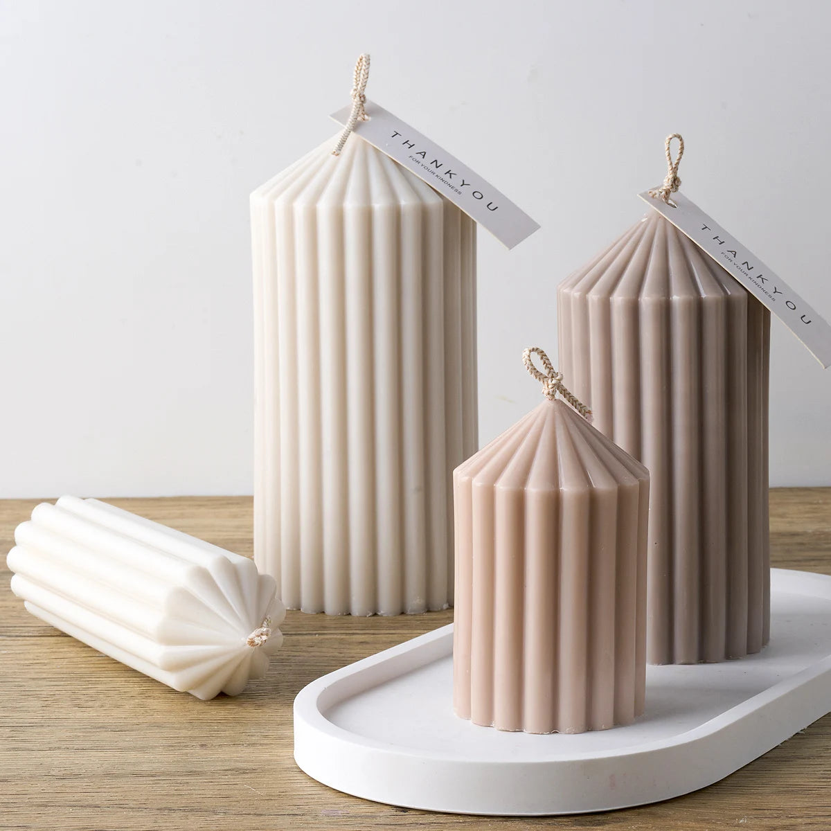 DIY Striped Cylindrical Candle Silicone Mold 3D Church Pointed Aromath Soap Molds Candles Making Tool Wedding Party Decor Gifts