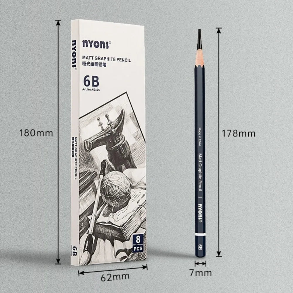 NYONI Graphite & Charcoal Pencils — HB to 12B, Single-Grade & Charcoal Sets