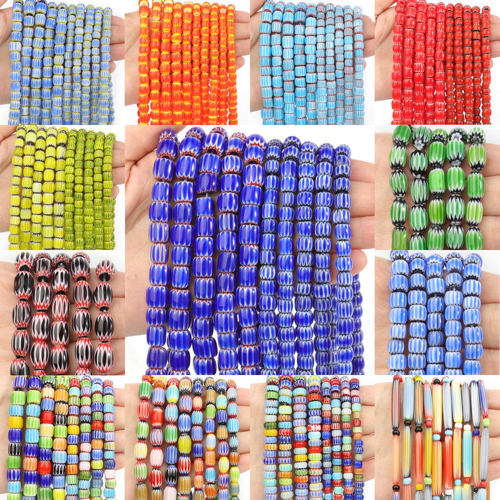 Glass Beads Lampwork Pumpkin Cylinder Rice Shapes for DIY Jewelry Making