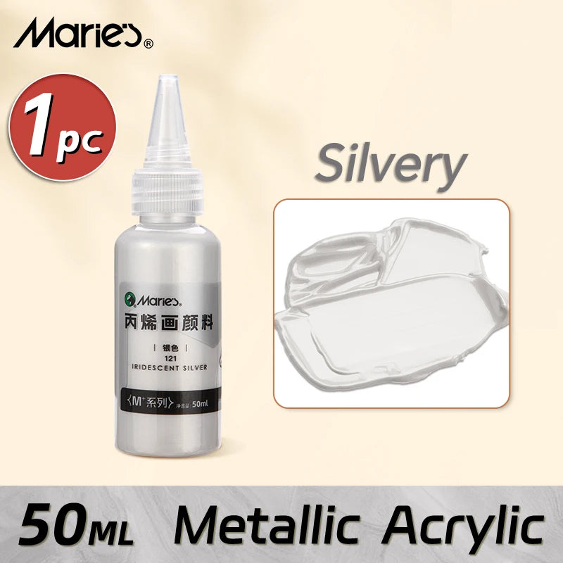 Marie's Metallic Acrylic Paint 50ml — Pearlescent & Shiny Pigments