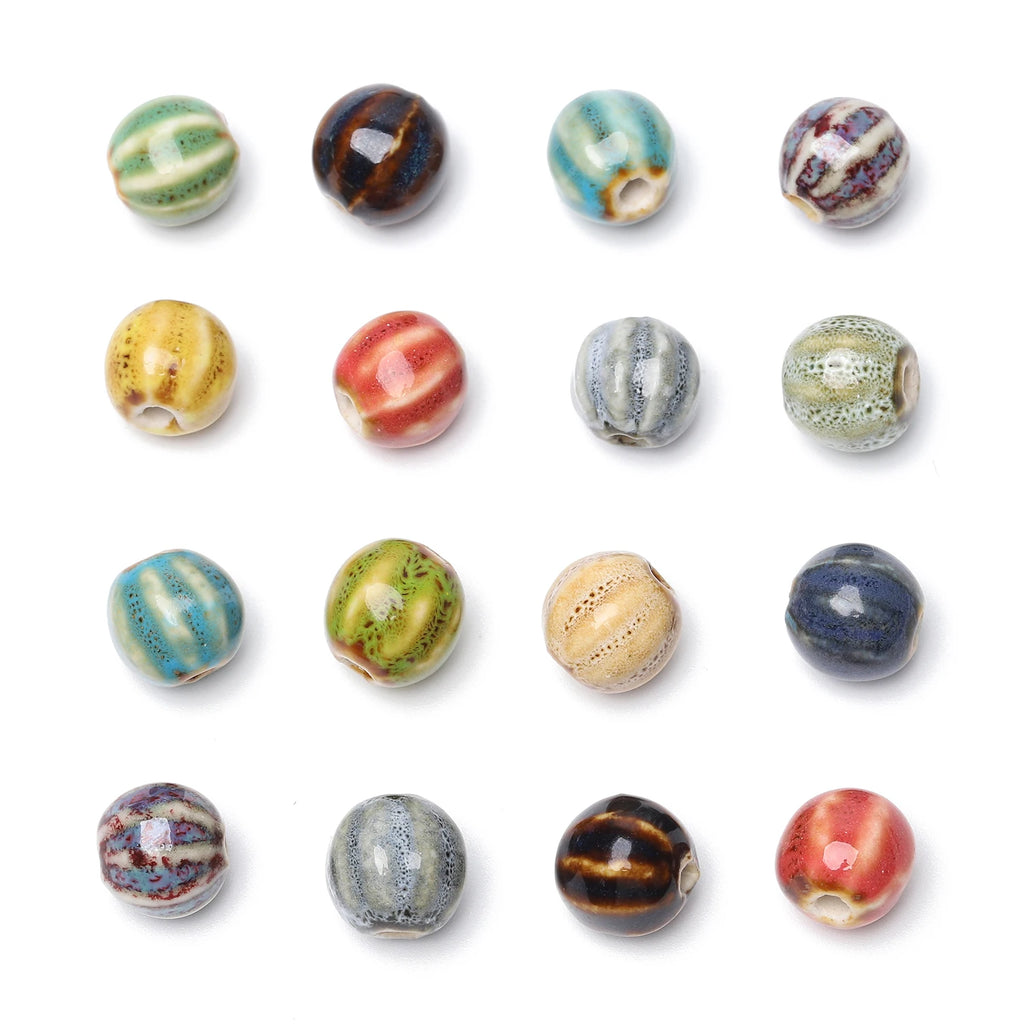 Ceramic Beads Pumpkin Watermelon Pattern Porcelain Fancy Glaze Bracelet Supplies