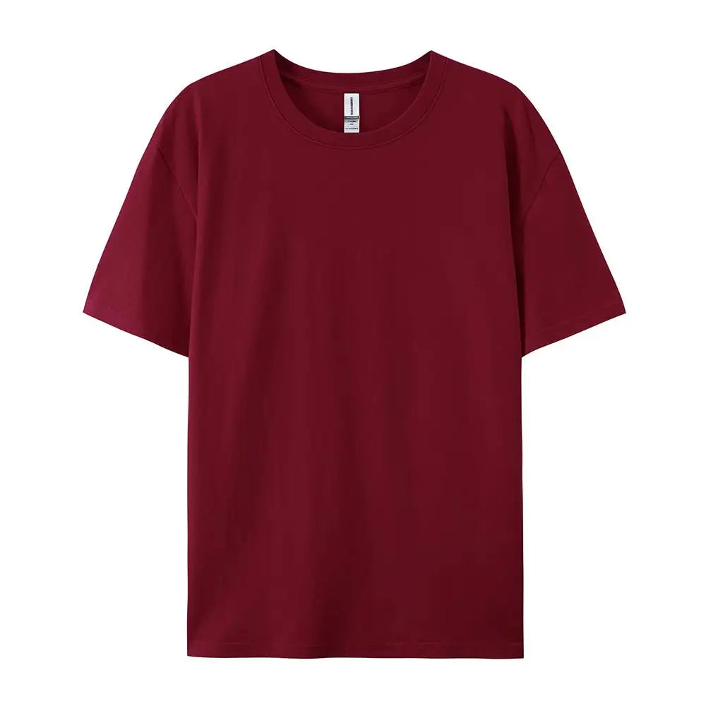 T-Shirt Unisex Solid Color 100% Cotton Loose Fit Short Sleeve Candy Color Tee
