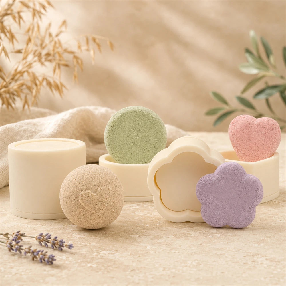 4 Shapes Bath Bomb Mold 3D Heart Flower Round Disc Sphere Shampoo Press Bar Mold DIY Round Ball Shampoo Soap Mold Soap Making