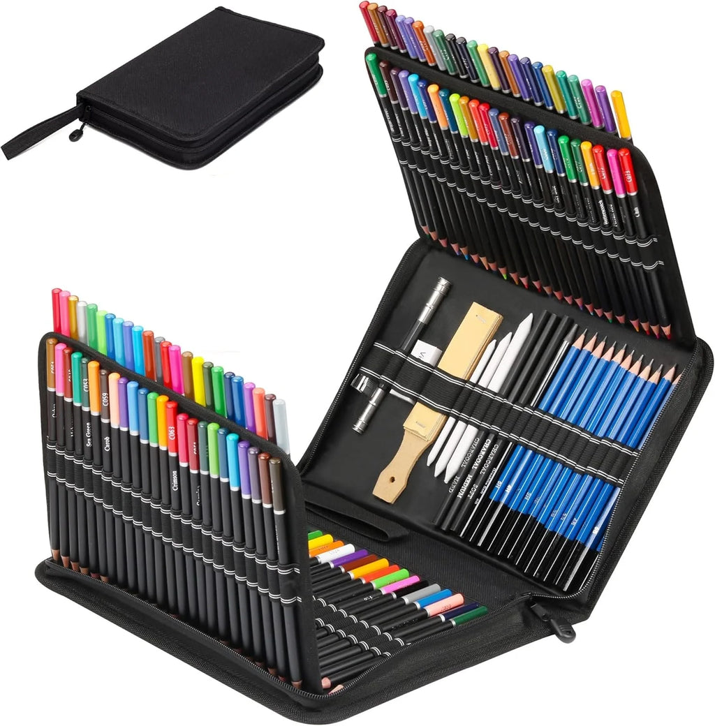 Drawing & Sketching Kit with Travel Case — 20 to 96 Pieces
