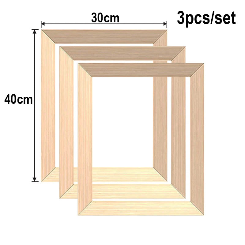 Canvas Stretcher Bar Frames 3-Pack Wood Pine Diamond Painting Wall Art