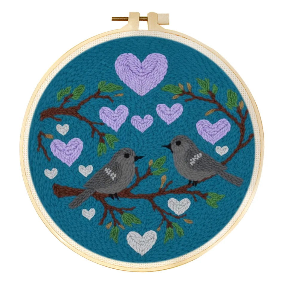 Punch Needle Kit, Hummingbird Love Design for Handmade Wall Decor & Gifts