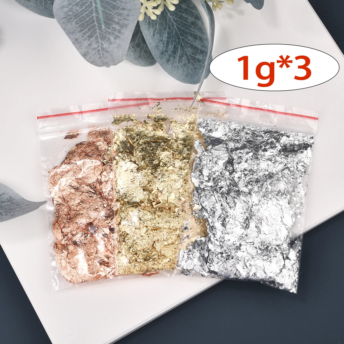 Imitation Gold & Silver Foil Flakes for Candles, Resin & Nail Art — 5 Colors