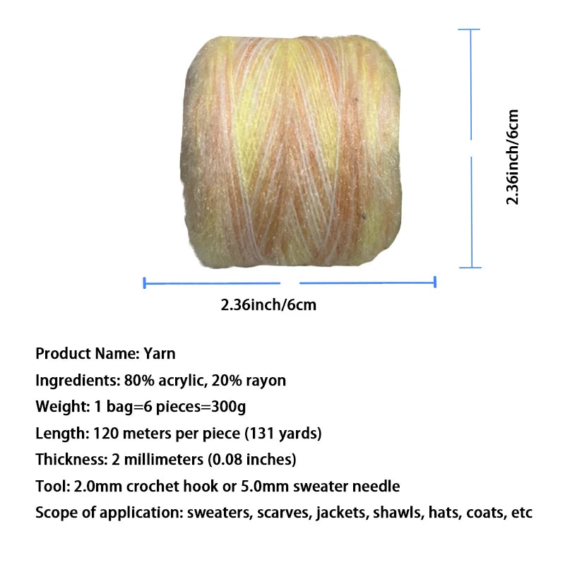 Yarn, Long-Pile for Sweaters, Scarves, Jackets, Shawls & Handmade Hats