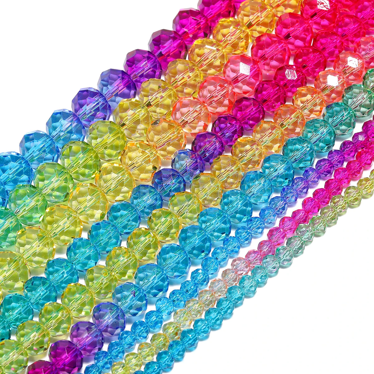 Glass Beads Gradient Color Faceted Rondelle Crystal for DIY Jewelry Making