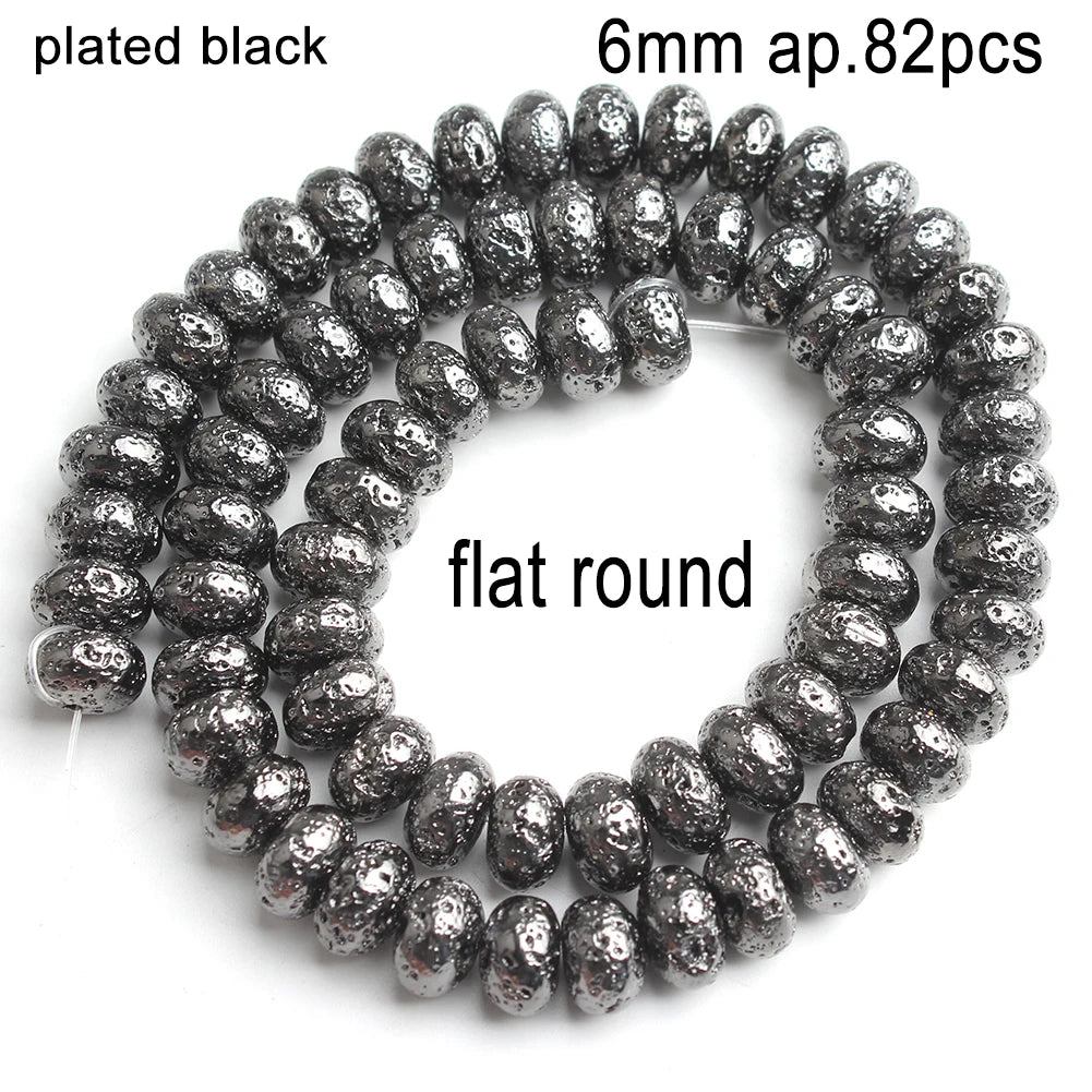 Stone Beads Black Volcanic Lava Spacer Waist Bracelets Necklace Craft Beads