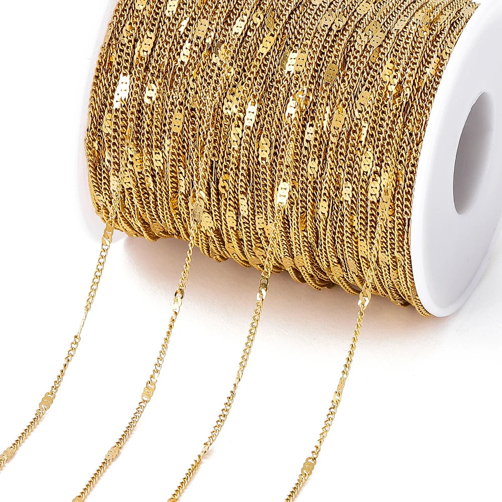 Jewelry Chains Stainless Steel Flat Chain Necklace Bracelet DIY Jewelry Making