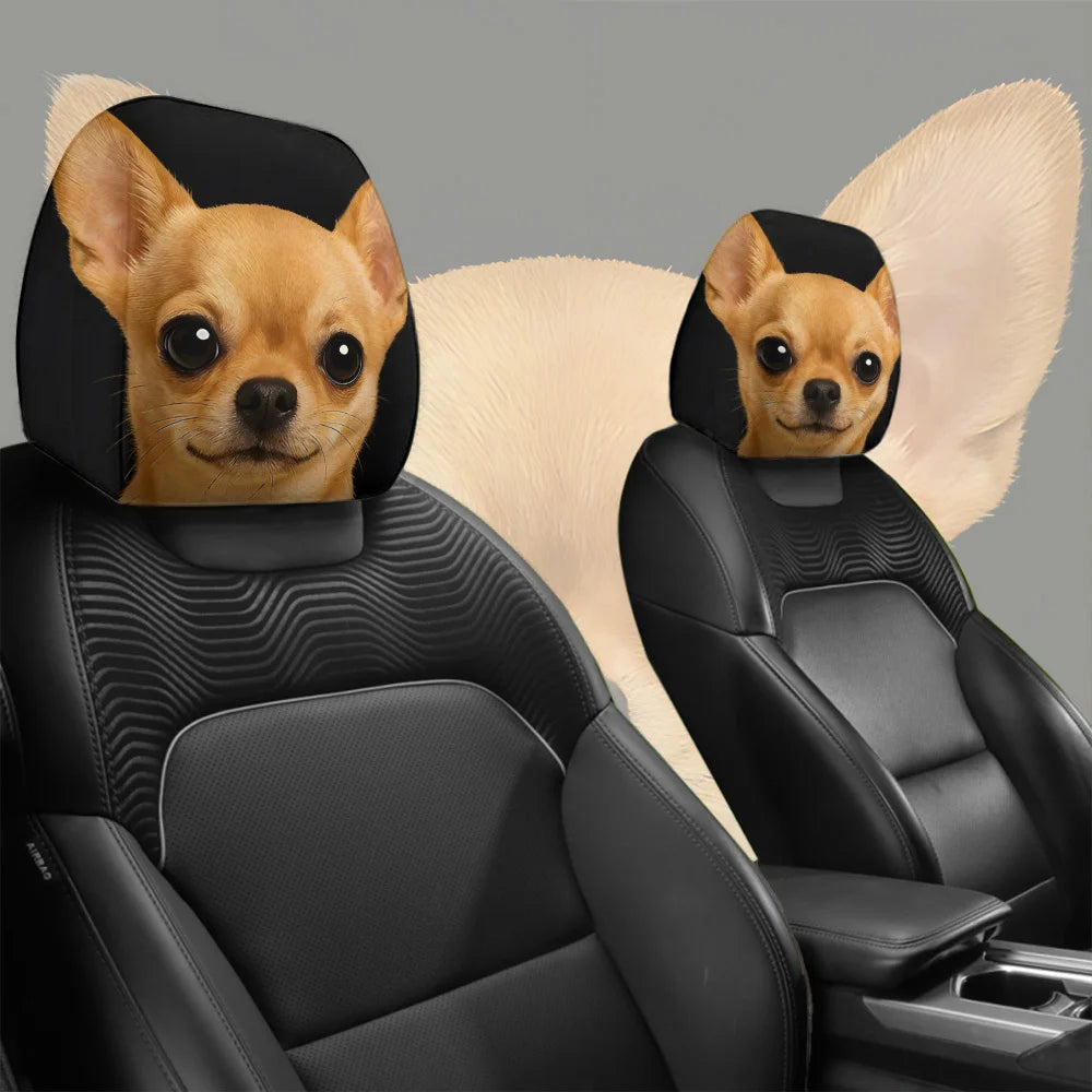 2pcs Chihuahua Print Car Headrest Covers | Easy-to-Install, Washable,  Perfect for Car Decoration, All-Season Use