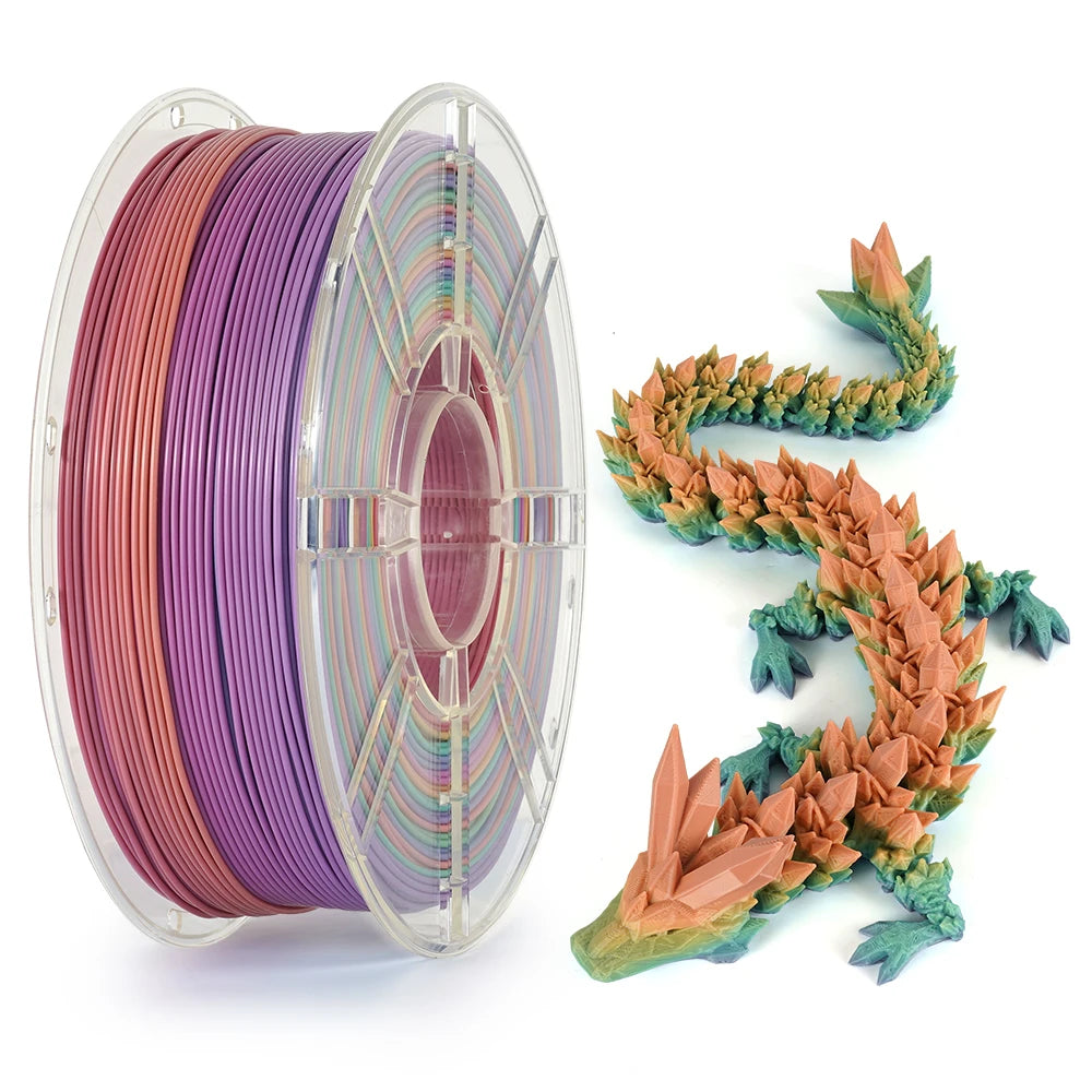 KINGROON Silk Rainbow PLA 3D Printer Filament 1.75mm Silk Candy Colors Glossy Neatly Wound 3D Filaments