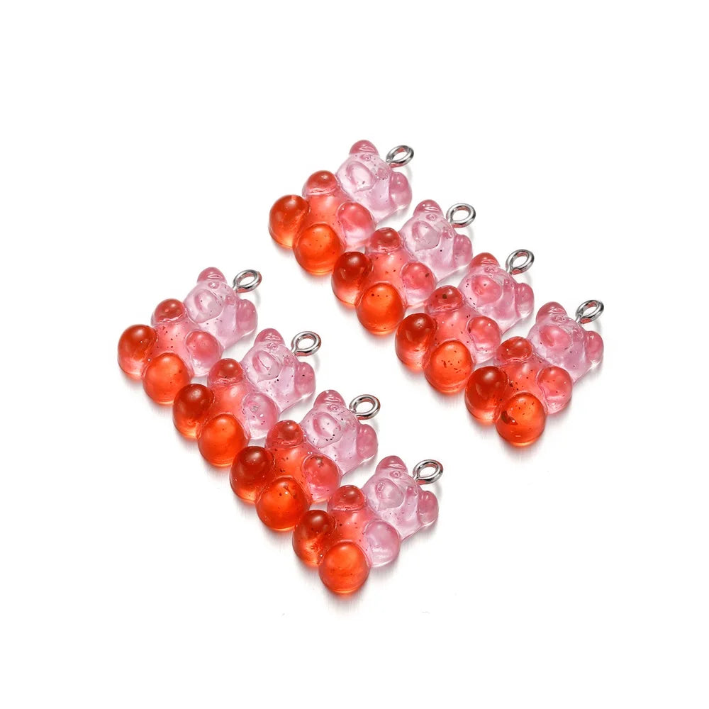 Earring Components Candy Bear Pendant Charms Colorful Resin Bears Craft Supplies