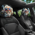 Car Headrest Covers, Hippie Old Man Print, 2pcs, Universal Fit