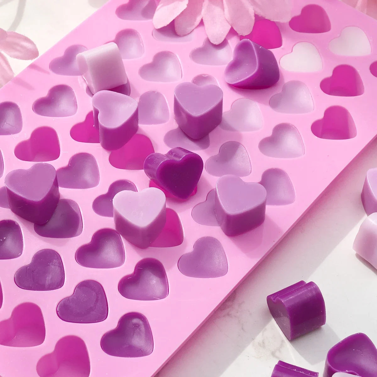 56 Mini Love Candle Silicone Mold DIY Valentine's Craft Gifts Making Tools Heart Shape Cake Chocolate Baking Molds Home Decor