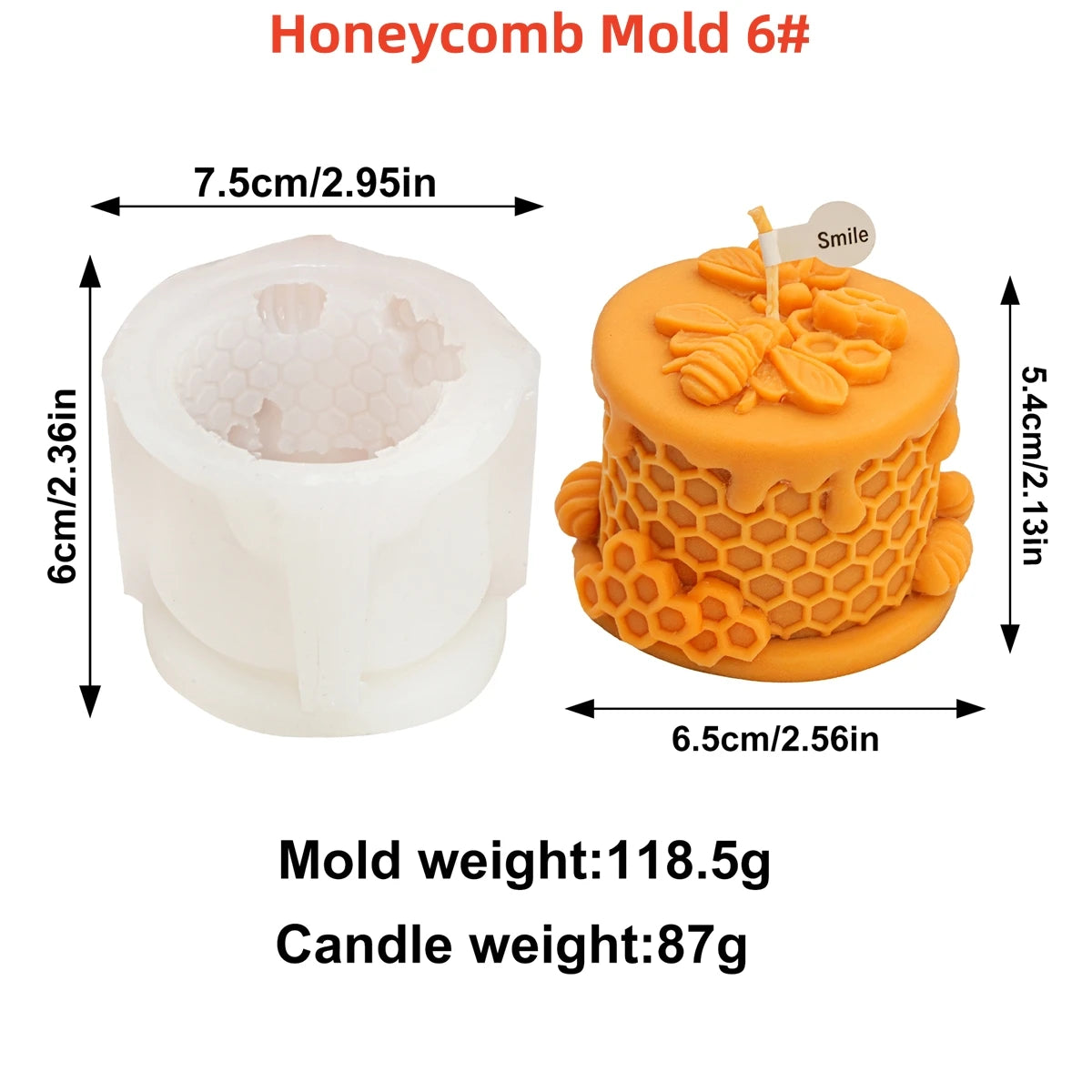 3D Bee Honeycomb Silicone Candle Mold — 10 Styles, Pillar & Beehive