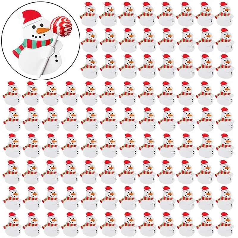 Christmas Lollipop Paper Cards Cartoon Santa Claus Penguin Snowman Kids Candy Gifts Package Wrapping New Year Party Decoration