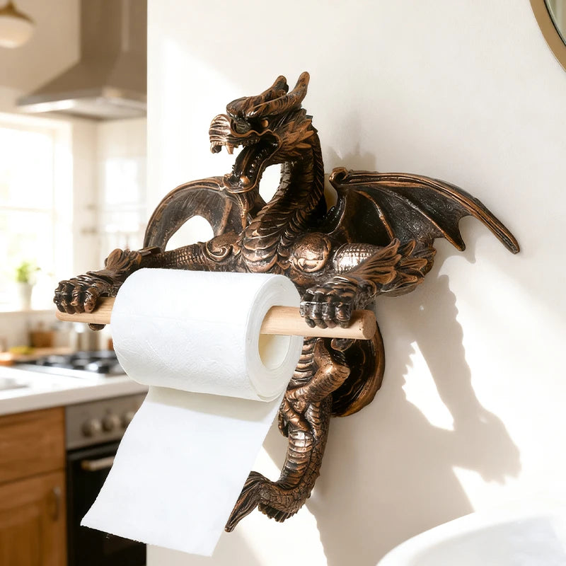 Retro Dragon Shaped Tissue Holder Bathroom Toilet Paper Holder Creative Dragon Ornament