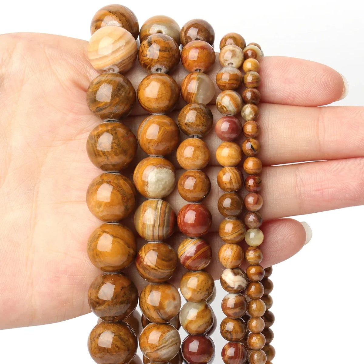 Stone Beads Round Flame-Style Assorted Stone Options for DIY Jewelry Making