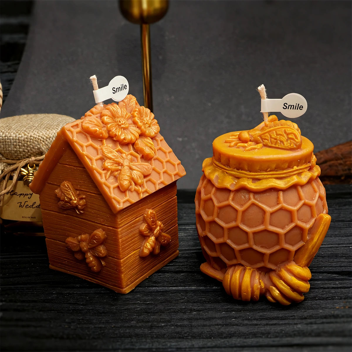 3D Bee Honeycomb Candle Mold DIY Embossed Beehive Pillar Scented Candle Plaster Mold Beehive Patterns Candle Making Tool